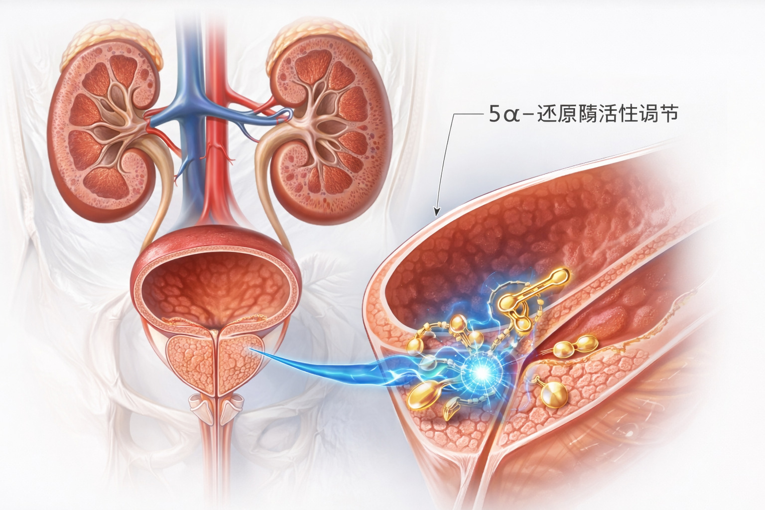 南瓜籽胜肽作用於膀胱平滑肌與前列腺機轉圖