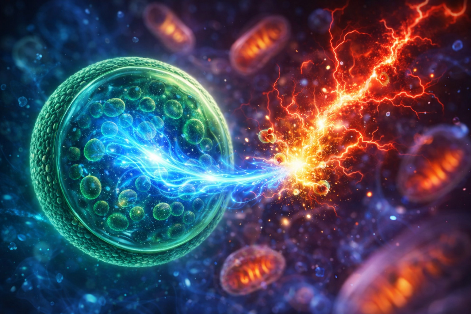 螺旋藻素清除自由基與提升粒線體功能機轉圖